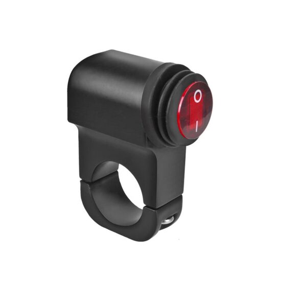 Intrerupator ON/OFF, iluminare LED rosu, aluminiu, scuter, atv, prindere pe ghidon, MCC004