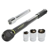 Cheie dinamometrica cu clichet 1/2", 28-210NM, cu prelungitor 125mm si 3 tubulare 17-19-21, 63395 Carmotion