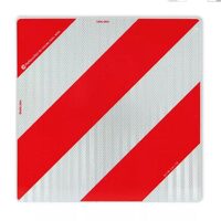 Placa reflectorizanta de aluminiu, Gabarit depasit cu dungi alb/rosii oblice 42x42cm, DIN 30710, ECE 104 Class F, TPESC-B, 3M, Reflex 4053