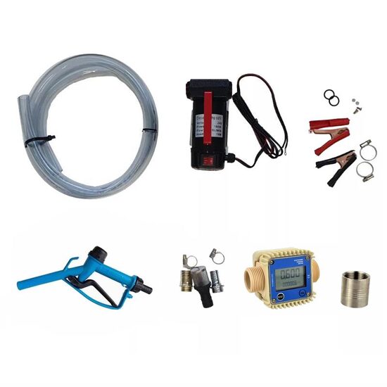 Set pompa electrica transfer motorina, 12V, 180W, 45L/min, mini CPN, cu furtune, pistol si contor LCD, PMP035