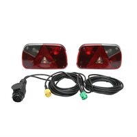 Kit lampi remorca 240x130, 12V, 7 functii, cu triunghi, mers inapoi, ceata si iluminare numar, cablu cu 2 mufe 6pin si stecher 13pin, MT77