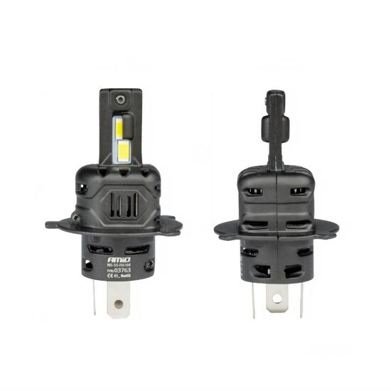 Set 2 becuri aluminiu H4-H19, LED, 12V, 44W, 3936lm, 6500K, cu radiator, Canbus, X4 Aviator 03763 Amio