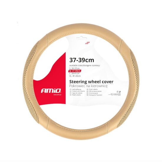 Husa volan 37-39cm, imitatie piele maro, cu impletitura antiderapanta, 04171 Amio 