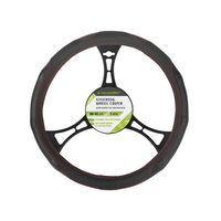 Husa volan 39-41cm L, imitatie  piele perforata, neagra cu cusatura rosie, Carmotion 86358