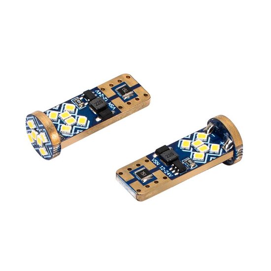 Set 2 becuri T10 cu 18 LED-uri 2016, 12-24V, W5W, 200lm CanBus, alb, VISION 83201