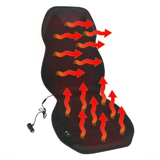 Perna scaun cu incalzire, 12V, plush si piele sintetica perforata, 3 trepte de viteza, neagra, SHAWN, 04083 Compass