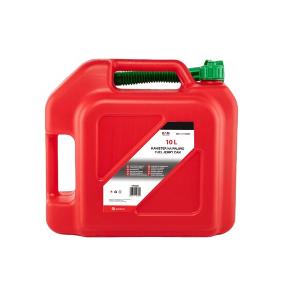Canistra plastic premium, 10L, cu 2 manere si locas pentru palnie, rosie, KAN022