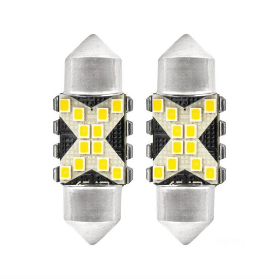 Set 2 becuri sofit, 12-24V, C5W, 31mm, 12 LED-uri SMD 2016, Canbus, alb, 04235 Amio