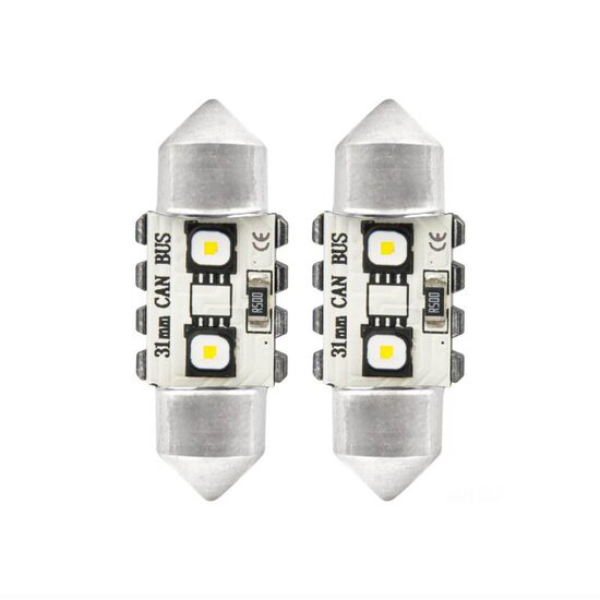 Set 2 becuri sofit, 12-24V, C5W, C3W 31mm, 2 LED-uri SMD 3838, Canbus, alb, 04247 Amio