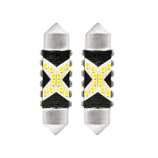 Set 2 becuri sofit, 12-24V, C5W, 39mm, 12 LED-uri SMD 2016, Canbus, alb, 04237 Amio