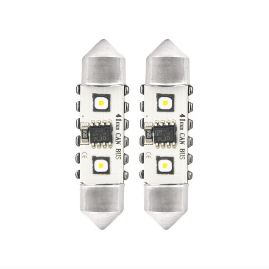 Set 2 becuri sofit, 12-24V, C5W, 41mm, 2 LED-uri SMD 3838, Canbus, alb, 04250 Amio