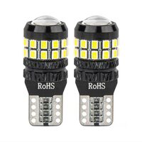 Set 2 becuri T10, 27 LED-uri, SMD 3014, 12-24V, W5W, 5500K, cu lupa, Canbus, alb, 04258 Amio