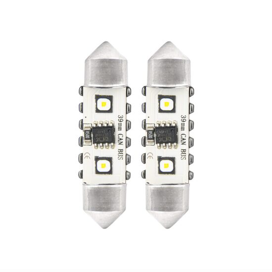 Set 2 becuri sofit, 12-24V, C5W, 39mm, 2 LED-uri SMD 3838, Canbus, alb, 04249 Amio