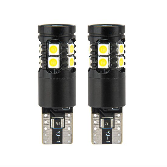 Set 2 becuri T10, 13 LED-uri, SMD 3030, 12-24V, W5W, 5500K, Canbus, alb, 02801 Amio