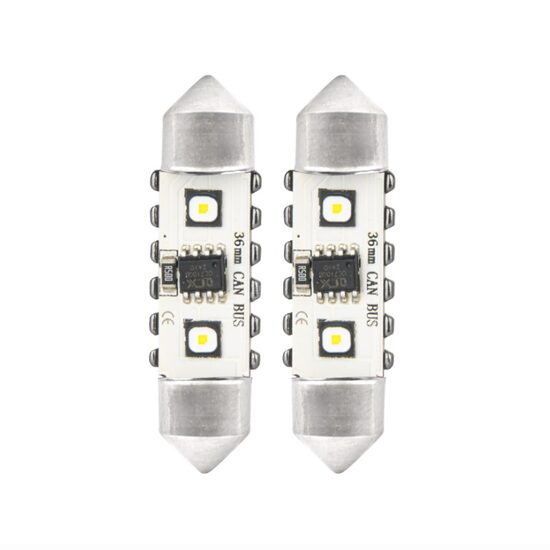 Set 2 becuri sofit, 12-24V, C5W, 36mm, 2 LED-uri SMD 3838, Canbus, alb, 04248 Amio