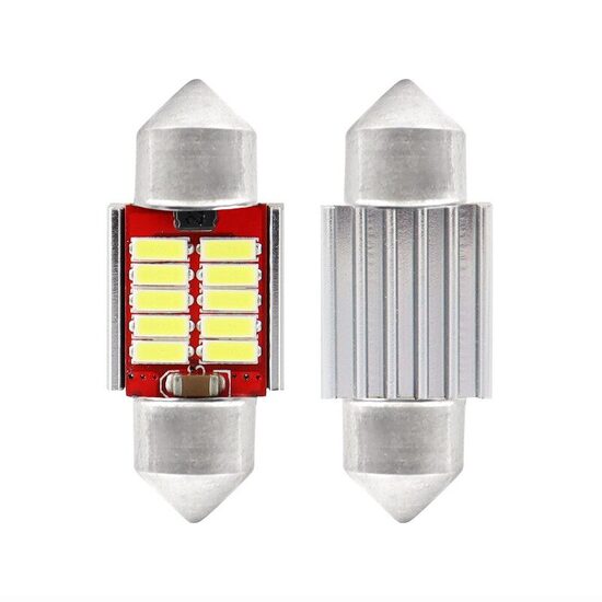 Set 2 becuri sofit, 12-24V, C5W, C10W, C3W, 31mm, 10 LED-uri SMD 4014, Canbus, alb, 01288 Amio