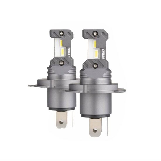 Set 2 becuri H4-H19, LED, 12V, 60W, 5600lm, 6000K, cu ventilator, Canbus, Hybrid 04114 Amio