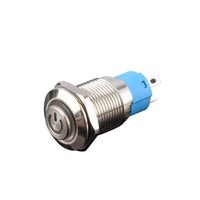 Intrerupator buton On-Off, cu revenire, fi12mm, aluminiu, cu logo LED, TLB93