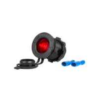 Priza bricheta 12-24V, cu iluminare LED rosu, cu capac, incastrabila, 04219 Amio