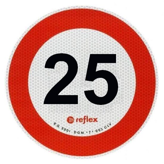 Autocolant reflectorizant limita viteza fi20cm,  25km/h, Premium,   Reflex 5025HI