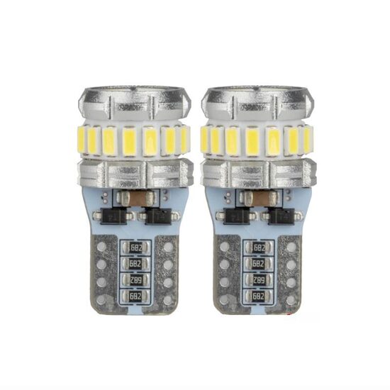 Set 2 becuri T10, 18 LED-uri, SMD 3014, 12-24V, W5W, 5500K, Canbus, alb, 04260 Amio