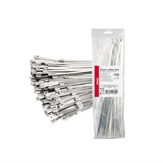 Set 100 coliere metalice, 4.6x350mm, inox, Self Lock Zip Ball, 04324 Amio