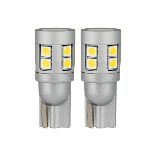 Set 2 becuri T10, 12 LED-uri, SMD 3030, 12-24V, W5W, 5500K, Canbus, alb, 04243 Amio