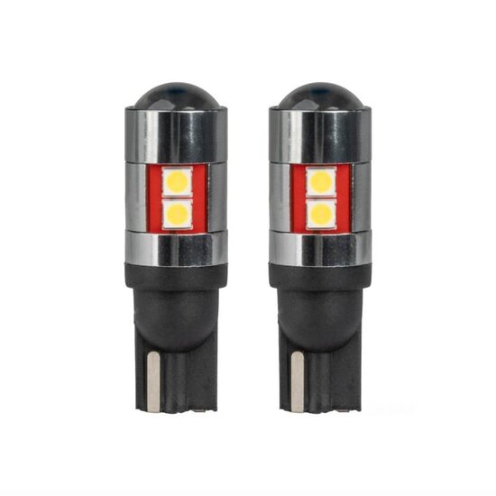 Set 2 becuri T10, 9 LED-uri, SMD 3030, 10-50V, W5W, 5500K, cu lupa, Canbus, Car&Truck 04244 Amio