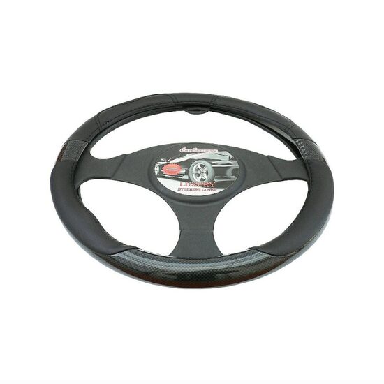 Husa volan 37-39cm, imitatie piele neagra cu carbon, 42549 CarCo