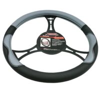 Husa volan 37-39cm, piele ecologica, perforata, negru cu gri Luxury Carco 61068