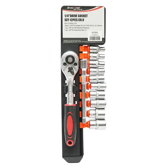 Set chei tubulare 4-13 trusa, 10chei, cu extensie si clichet, rigla  BK78028