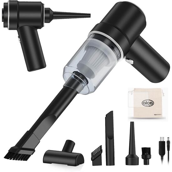 Aspirator portabil, 2 in 1, aspira si sufla, 7.4 V, 50 W, 20min,  cu filtru Hepa 4.5kPa, incarcare USB-C, 5 adaptori, ALCA Germania 221.30