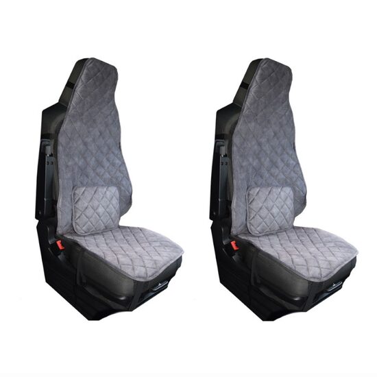 Set 2 huse scaune camion universale, gri, material catifea, PKR039 ARS