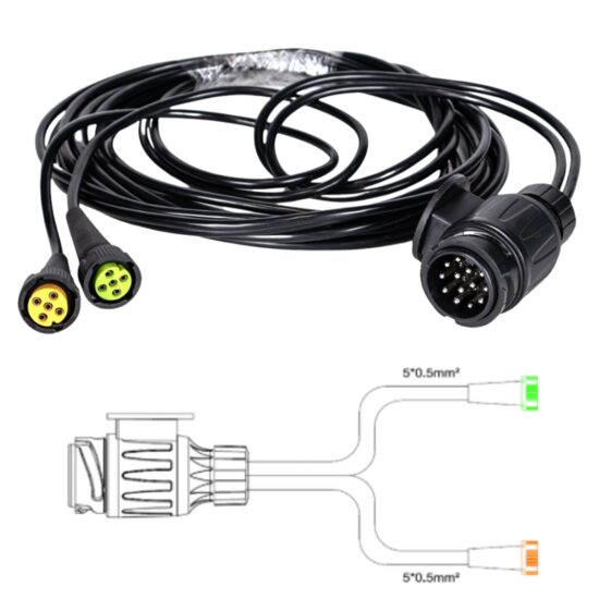 Instalatie electrica remorca, cu stecher 13pini, L 4.5m, 2x mufa 5 pini baioneta, Ka E1510