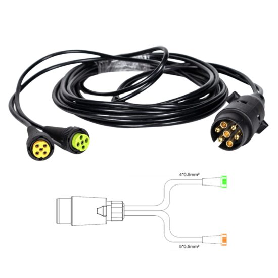 Instalatie electrica cablaj remorca 12V, fisa 7 pini si 2 mufe 5 pini, L 2x4.5m, Truck Led E1506