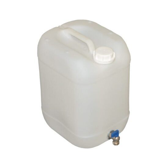 Canistra apa 20L, culcata, cu robinet metalic, alba, AGS053