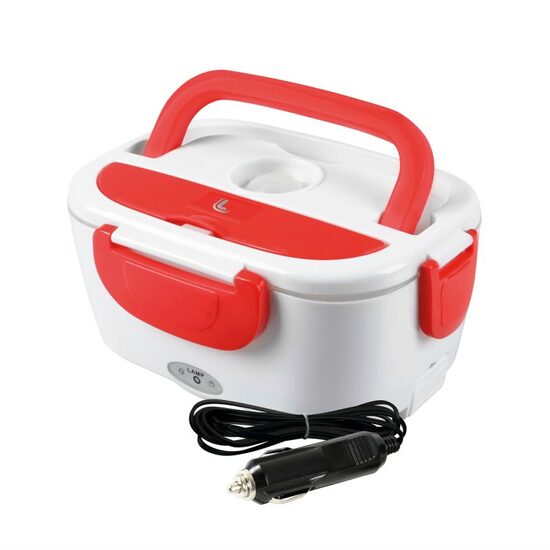 Caserola electrica portabila, 2 compartimente cu lingura, pentru camion, camping, 1.5L, 12-24V 50W, pentru incalzit mancarea, Lunch Box, AKC123 Lampa 