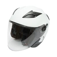 Casca moto tip jet, alba, model urban, cu viziera transparenta si ochelari de soare, mar L, SPEEDWAY TM80