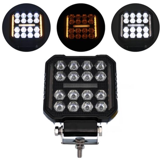 Proiector lucru 110x110, 19 LED-uri, 12-24V, 48W, 4800lm, cu 3 functii, cu functie stroboscopica, Breckner Germany PV94