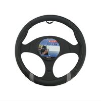 Husa volan 37-39cm, imitatie piele, carbon negru cu gri, Touring, 31458 Compass