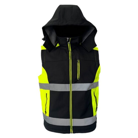Vesta reflectorizanta softshell, fara maneci, marimea L, cu gluga, ORION, B.A.M KMZ188