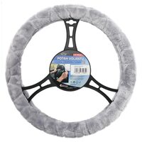 Husa volan 37-39cm, pufoasa Smooth gri, Compass 31464