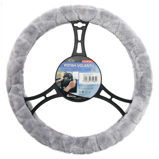 Husa volan 37-39cm, pufoasa Smooth gri, Compass 31464