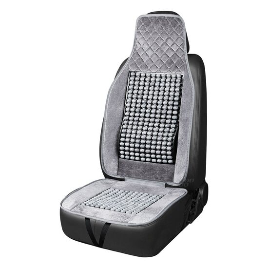Perna scaun husa cu bile cu suport lombar, 120x45, semi tetiera, margine velur, gri, 04430 Amio
