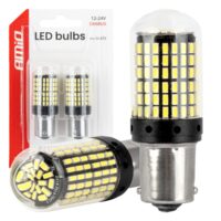 Set 2 becuri semnalizare 12/24V, P21W, BA15s, 144 SMD, 360gr, 600lm, Canbus, 04473 Amio