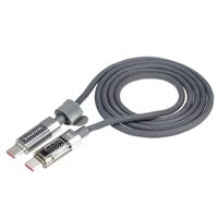 Cablu incarcator USB Tip C la Tip C, cablu de 1 m, 100 W, cu afisaj LED, microfibra împletita, gri, WAYME 63088