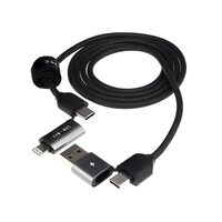 Cablu incarcator USB TipC la TipC, cablu de 1 m cu microfibra, 60W, cu 4 adaptoare, negru, WAYME 63092