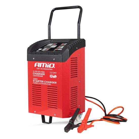 Redresor cu pornire JumpStarter, 12-24V, 40A, 300Ah, pe roti, AMIO 04500