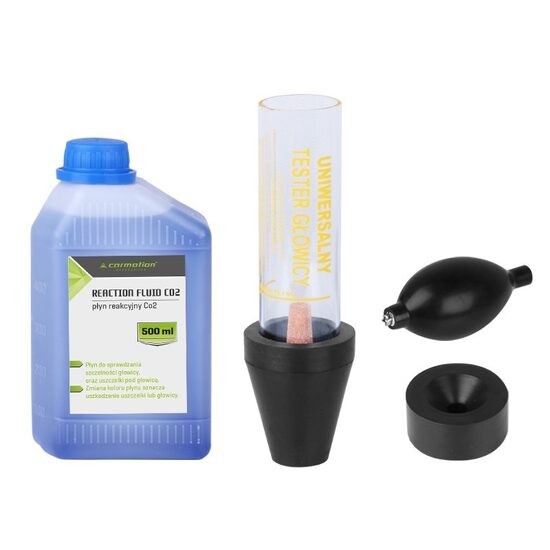 Tester CO2 garnitura chiulasa, 500ml lichid reactie cu pompa si tub etansare Carmotion 58670