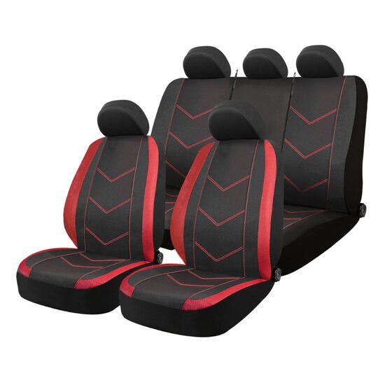 Set 9 huse auto universale, negru cu rosu, Fast Forward, Amio 04620